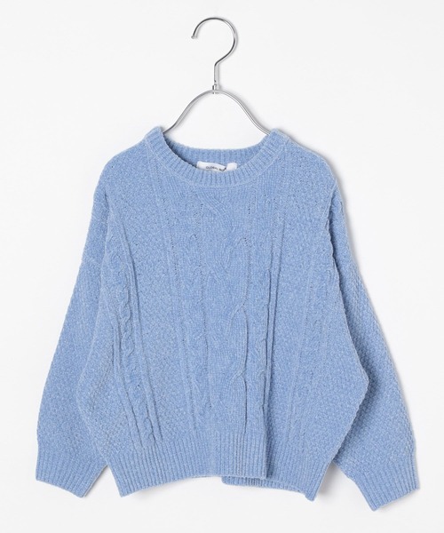 GLOBAL WORK（グローバルワーク）の「洗えるモールケーブルプルオーバー/T/603722（ニット/セーター・キッズ・アイボリー/サックスブルー/ミント/ピンク・100cm/110cm/120cm）」の10枚目の写真