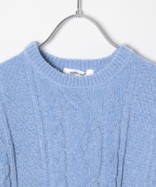 GLOBAL WORK（グローバルワーク）の「洗えるモールケーブルプルオーバー/T/603722（ニット/セーター・キッズ・アイボリー/サックスブルー/ミント/ピンク・100cm/110cm/120cm）」の11枚目の写真