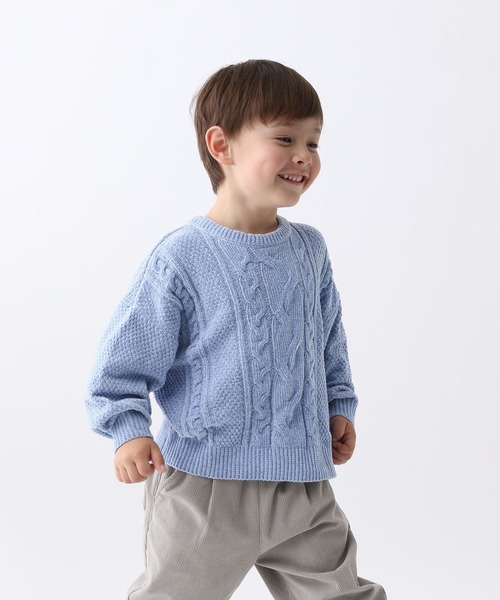 GLOBAL WORK（グローバルワーク）の「洗えるモールケーブルプルオーバー/T/603722（ニット/セーター・キッズ・アイボリー/サックスブルー/ミント/ピンク・100cm/110cm/120cm）」の20枚目の写真