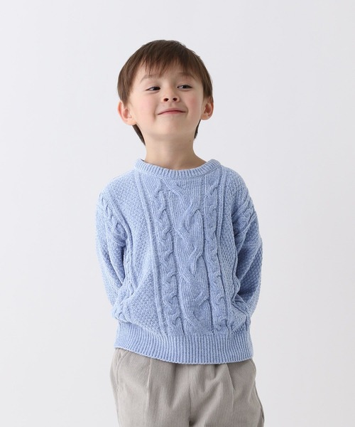 GLOBAL WORK（グローバルワーク）の「洗えるモールケーブルプルオーバー/T/603722（ニット/セーター・キッズ・アイボリー/サックスブルー/ミント/ピンク・100cm/110cm/120cm）」の21枚目の写真