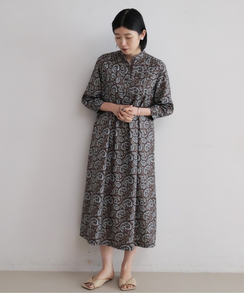 NOMBRE IMPAIR（ノンブルアンペール）の「ペイズリーPT　スタンドネックワンピース（ワンピース・レディース・ネイビー/ブラウン・FREE）」の5枚目の写真