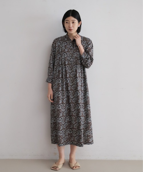 NOMBRE IMPAIR（ノンブルアンペール）の「ペイズリーPT　スタンドネックワンピース（ワンピース・レディース・ネイビー/ブラウン・FREE）」の6枚目の写真