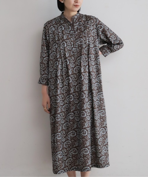 NOMBRE IMPAIR（ノンブルアンペール）の「ペイズリーPT　スタンドネックワンピース（ワンピース・レディース・ネイビー/ブラウン・FREE）」の9枚目の写真