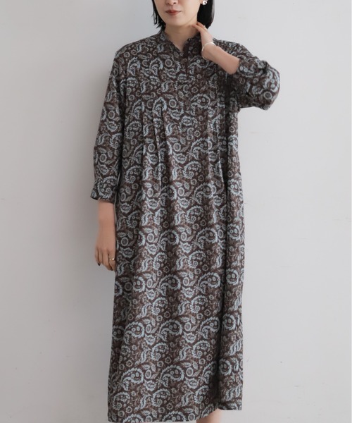 NOMBRE IMPAIR（ノンブルアンペール）の「ペイズリーPT　スタンドネックワンピース（ワンピース・レディース・ネイビー/ブラウン・FREE）」の3枚目の写真