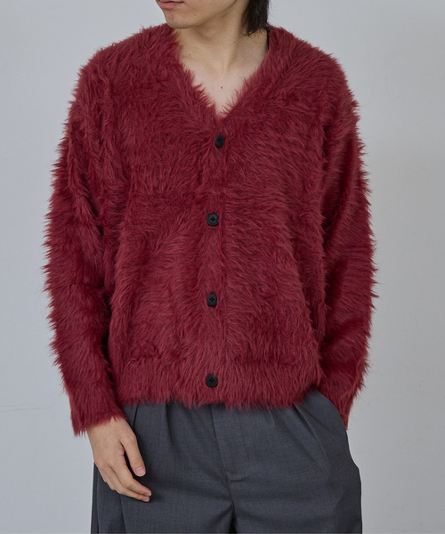 AH ABAHOUSE(エーエイチアバハウス)の「LONG SHAGGY KNIT CARDIGAN / ロングシャギーニットカーディガン(ニット/セーター・メンズ・グレー/ブルー/ブラック/ワイン・46/44/48)」の4枚目の写真