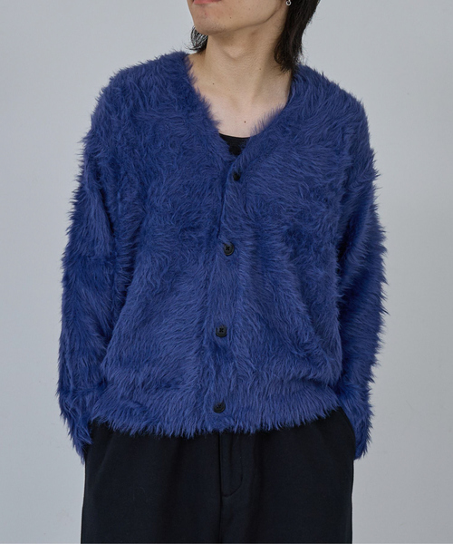 AH ABAHOUSE(エーエイチアバハウス)の「LONG SHAGGY KNIT CARDIGAN / ロングシャギーニットカーディガン(ニット/セーター・メンズ・グレー/ブルー/ブラック/ワイン・46/44/48)」の3枚目の写真