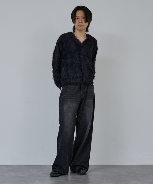 AH ABAHOUSE(エーエイチアバハウス)の「LONG SHAGGY KNIT CARDIGAN / ロングシャギーニットカーディガン(ニット/セーター・メンズ・グレー/ブルー/ブラック/ワイン・46/44/48)」の5枚目の写真