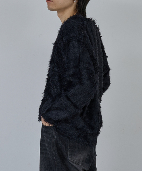 AH ABAHOUSE(エーエイチアバハウス)の「LONG SHAGGY KNIT CARDIGAN / ロングシャギーニットカーディガン(ニット/セーター・メンズ・グレー/ブルー/ブラック/ワイン・46/44/48)」の6枚目の写真