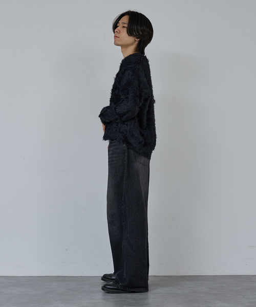 AH ABAHOUSE(エーエイチアバハウス)の「LONG SHAGGY KNIT CARDIGAN / ロングシャギーニットカーディガン(ニット/セーター・メンズ・グレー/ブルー/ブラック/ワイン・46/44/48)」の11枚目の写真