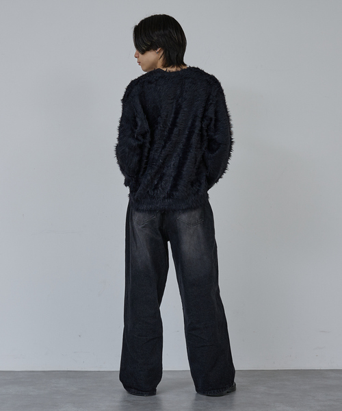 AH ABAHOUSE(エーエイチアバハウス)の「LONG SHAGGY KNIT CARDIGAN / ロングシャギーニットカーディガン(ニット/セーター・メンズ・グレー/ブルー/ブラック/ワイン・46/44/48)」の12枚目の写真