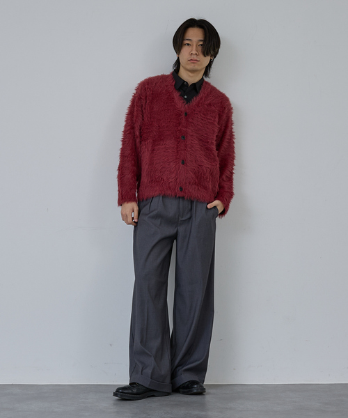 AH ABAHOUSE(エーエイチアバハウス)の「LONG SHAGGY KNIT CARDIGAN / ロングシャギーニットカーディガン(ニット/セーター・メンズ・グレー/ブルー/ブラック/ワイン・46/44/48)」の21枚目の写真