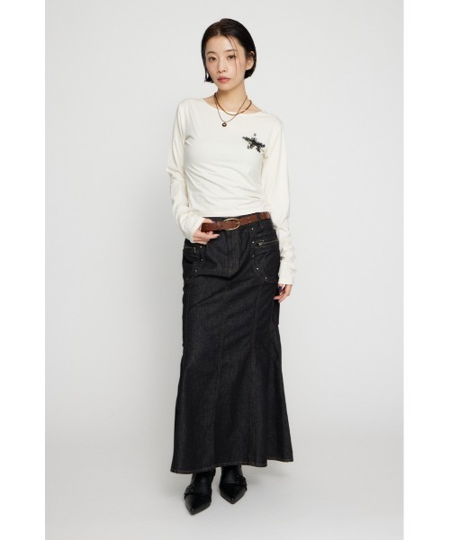 LAGUA GEM(ラグアジェム)の「STUDS POCKET DENIM スカート(デニムスカート・レディース・ブルー/ブラック・X-SMALL/SMALL/MEDIUM)」の5枚目の写真