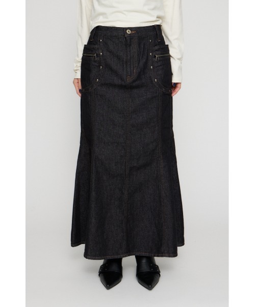 LAGUA GEM(ラグアジェム)の「STUDS POCKET DENIM スカート(デニムスカート・レディース・ブルー/ブラック・X-SMALL/SMALL/MEDIUM)」の3枚目の写真