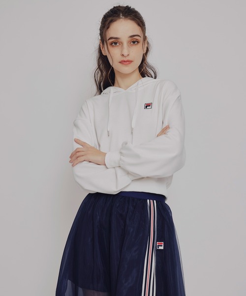 REDYAZEL（レディアゼル）の「［FILA×REDYAZEL］サガラロゴコンパクトフーディ（パーカー・レディース・ライトグレー/ネイビー/オフホワイト・FREE）」の15枚目の写真