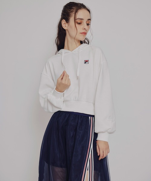 REDYAZEL（レディアゼル）の「［FILA×REDYAZEL］サガラロゴコンパクトフーディ（パーカー・レディース・ライトグレー/ネイビー/オフホワイト・FREE）」の17枚目の写真