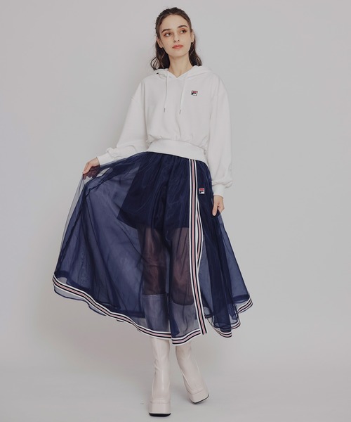 REDYAZEL（レディアゼル）の「［FILA×REDYAZEL］サガラロゴコンパクトフーディ（パーカー・レディース・ライトグレー/ネイビー/オフホワイト・FREE）」の18枚目の写真