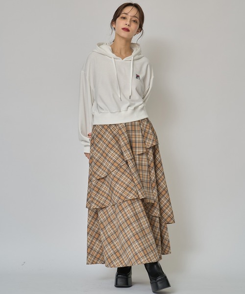 REDYAZEL（レディアゼル）の「［FILA×REDYAZEL］サガラロゴコンパクトフーディ（パーカー・レディース・ライトグレー/ネイビー/オフホワイト・FREE）」の22枚目の写真