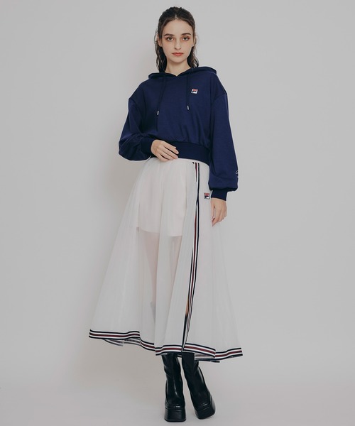 REDYAZEL（レディアゼル）の「［FILA×REDYAZEL］サガラロゴコンパクトフーディ（パーカー・レディース・ライトグレー/ネイビー/オフホワイト・FREE）」の5枚目の写真