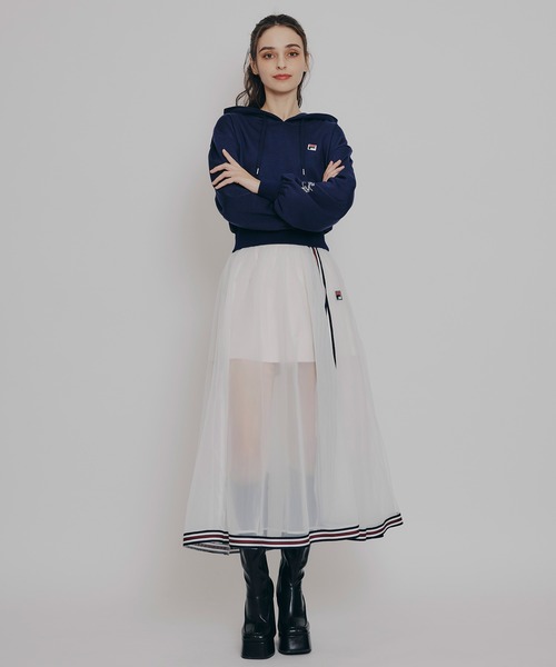 REDYAZEL（レディアゼル）の「［FILA×REDYAZEL］サガラロゴコンパクトフーディ（パーカー・レディース・ライトグレー/ネイビー/オフホワイト・FREE）」の6枚目の写真