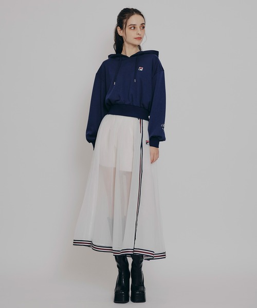 REDYAZEL（レディアゼル）の「［FILA×REDYAZEL］サガラロゴコンパクトフーディ（パーカー・レディース・ライトグレー/ネイビー/オフホワイト・FREE）」の7枚目の写真