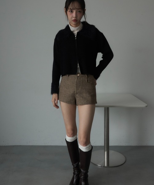 Nadana(ナダナ)の「チェック柄ショートパンツ(その他パンツ・レディース・グレー/ブラウン・MEDIUM/SMALL)」の7枚目の写真