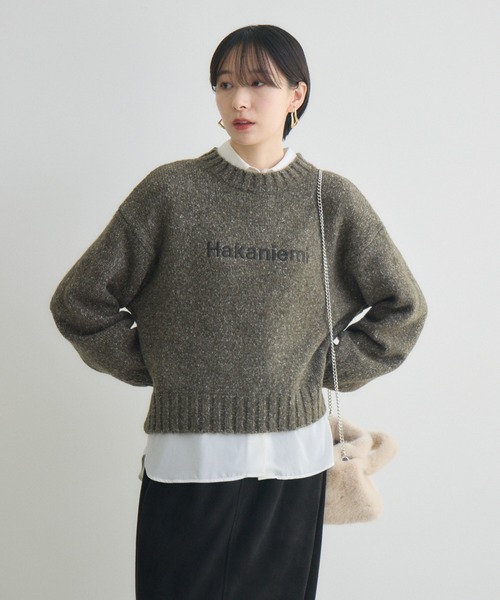 Paradise Picnic（パラダイスピクニック）の「clocheネップ刺繍ロゴニット（ニット/セーター・レディース・ブラック/カーキ/ブルー・FREE）」の3枚目の写真