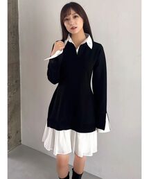 POLO BCS | 【POLO BCSコラボ】シャツレイヤードニットミニワンピース ※BEIGE WEB限定カラー(ワンピース)