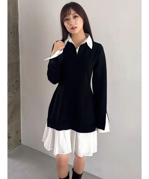 POLO BCS（ポロ ビーシーエス）の「【POLO BCSコラボ】シャツレイヤードニットミニワンピース ※BEIGE WEB限定カラー（ワンピース・レディース・ブラック/グレー/ベージュ/ピンク・SMALL/MEDIUM）」の19枚目の写真