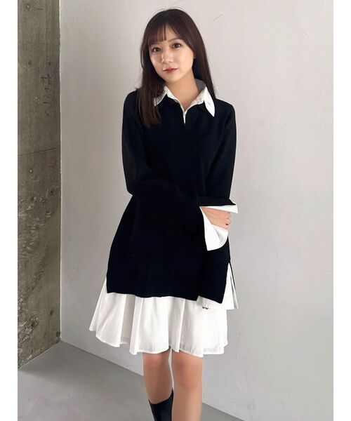 POLO BCS（ポロ ビーシーエス）の「【POLO BCSコラボ】シャツレイヤードニットミニワンピース ※BEIGE WEB限定カラー（ワンピース・レディース・ブラック/グレー/ベージュ/ピンク・SMALL/MEDIUM）」の18枚目の写真