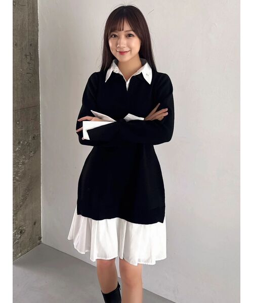 POLO BCS（ポロ ビーシーエス）の「【POLO BCSコラボ】シャツレイヤードニットミニワンピース ※BEIGE WEB限定カラー（ワンピース・レディース・ブラック/グレー/ベージュ/ピンク・SMALL/MEDIUM）」の17枚目の写真