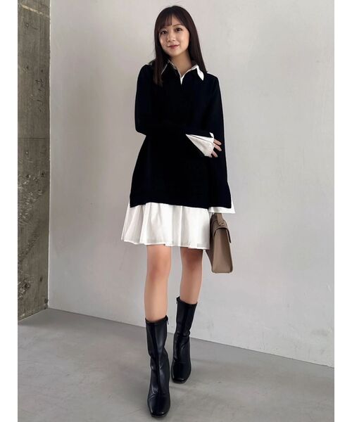 POLO BCS（ポロ ビーシーエス）の「【POLO BCSコラボ】シャツレイヤードニットミニワンピース ※BEIGE WEB限定カラー（ワンピース・レディース・ブラック/グレー/ベージュ/ピンク・SMALL/MEDIUM）」の16枚目の写真