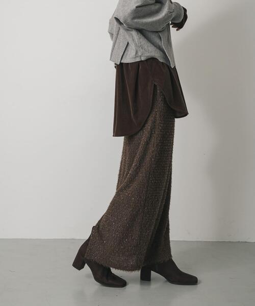 SENSE OF PLACE by URBAN RESEARCH(センスオブプレイスバイアーバンリサーチ)の「ヘアリーラメスカート(スカート・レディース・アイボリー/チャコールグレー/ブラウン・ONE)」の3枚目の写真