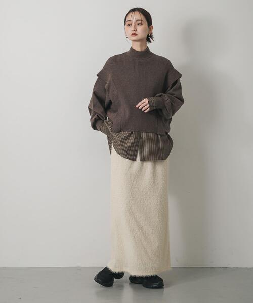SENSE OF PLACE by URBAN RESEARCH(センスオブプレイスバイアーバンリサーチ)の「ヘアリーラメスカート(スカート・レディース・アイボリー/チャコールグレー/ブラウン・ONE)」の2枚目の写真