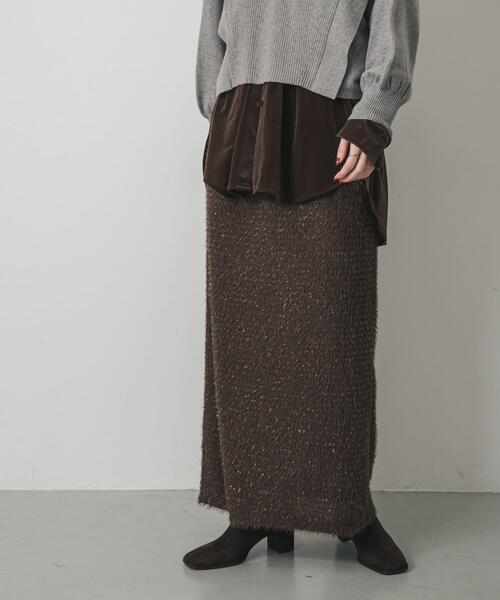 SENSE OF PLACE by URBAN RESEARCH(センスオブプレイスバイアーバンリサーチ)の「ヘアリーラメスカート(スカート・レディース・アイボリー/チャコールグレー/ブラウン・ONE)」の10枚目の写真