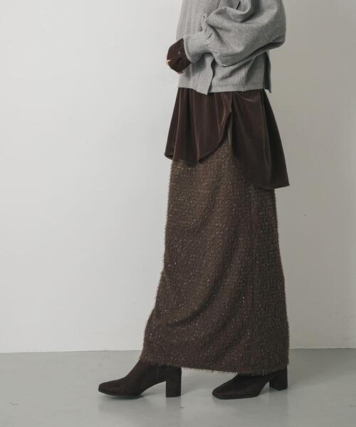 SENSE OF PLACE by URBAN RESEARCH(センスオブプレイスバイアーバンリサーチ)の「ヘアリーラメスカート(スカート・レディース・アイボリー/チャコールグレー/ブラウン・ONE)」の11枚目の写真
