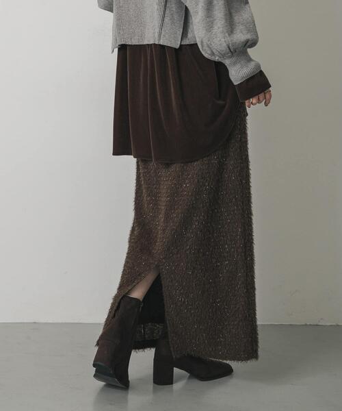 SENSE OF PLACE by URBAN RESEARCH(センスオブプレイスバイアーバンリサーチ)の「ヘアリーラメスカート(スカート・レディース・アイボリー/チャコールグレー/ブラウン・ONE)」の12枚目の写真