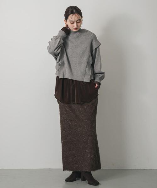 SENSE OF PLACE by URBAN RESEARCH(センスオブプレイスバイアーバンリサーチ)の「ヘアリーラメスカート(スカート・レディース・アイボリー/チャコールグレー/ブラウン・ONE)」の14枚目の写真