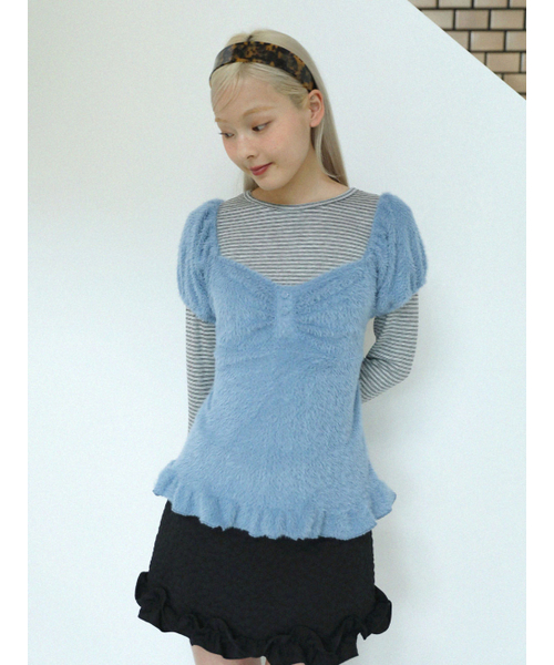 UGLY SHADOW(アグリーシャドウ)の「ソフトシャーリングTシャツ(ブルー)(Tシャツ/カットソー・レディース・その他・FREE)」の1枚目の写真