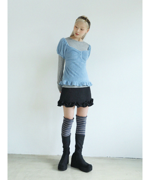 UGLY SHADOW(アグリーシャドウ)の「ソフトシャーリングTシャツ(ブルー)(Tシャツ/カットソー・レディース・その他・FREE)」の2枚目の写真
