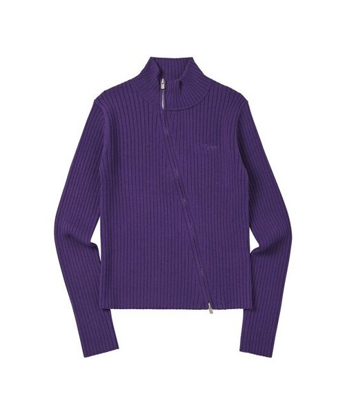 NYXX(エヌワイエックスエックス)の「RIBBED OBLIQUE KNIT ZIP-UP PURPLE(ニット/セーター・レディース・その他・FREE)」の2枚目の写真