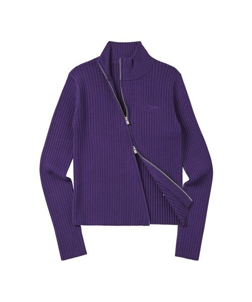 NYXX(エヌワイエックスエックス)の「RIBBED OBLIQUE KNIT ZIP-UP PURPLE(ニット/セーター・レディース・その他・FREE)」の4枚目の写真