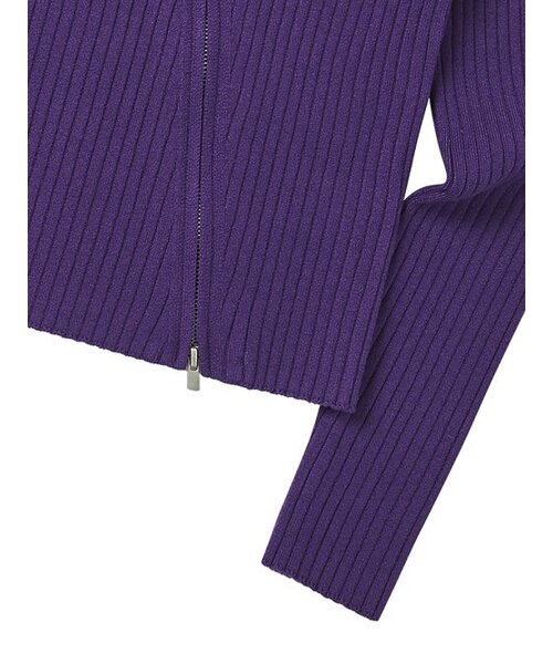NYXX(エヌワイエックスエックス)の「RIBBED OBLIQUE KNIT ZIP-UP PURPLE(ニット/セーター・レディース・その他・FREE)」の6枚目の写真