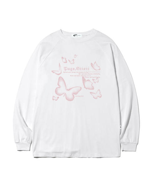 PAGESIISII(ページシシ)の「モザイクバタフライプリントオーバーサイズロングスリーブホワイト(Tシャツ/カットソー・レディース・その他・MEDIUM/LARGE)」の2枚目の写真