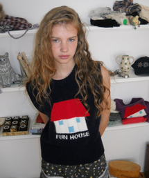Fun House Knit Vest, Navy
