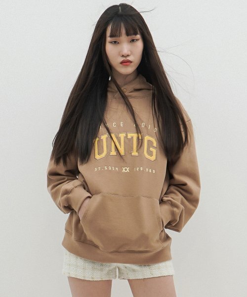 UNTAGE（アンテージ）の「ロゴ刺繍フードスウェットシャツ[ブラウン(ユニセックス)]_UTT-FH02（パーカー・レディース・その他・FREE）」の2枚目の写真