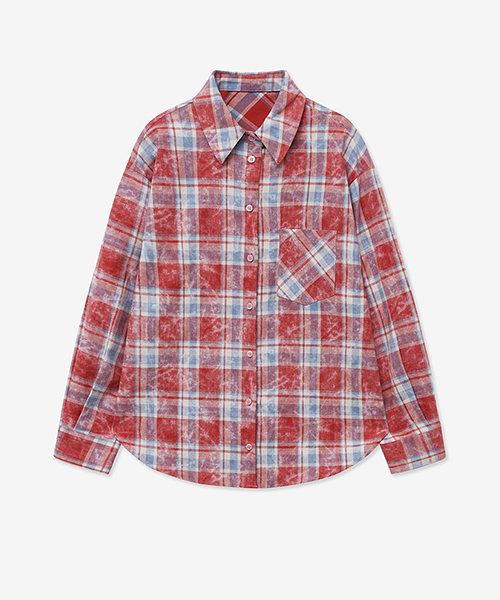 LADY VOLUME（レディーボリューム）の「VINTAGE TARTAN CHECK POCKET SHIRT_RED（シャツ/ブラウス・レディース・その他・SMALL/MEDIUM）」の2枚目の写真