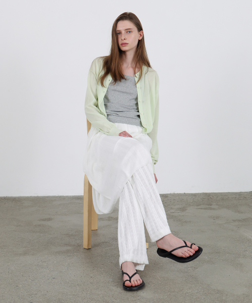 LEVAR（レバー）の「Layered Slim Boots Cut Pants - White（スウェットパンツ・レディース・その他・LONG/SHORT）」の6枚目の写真