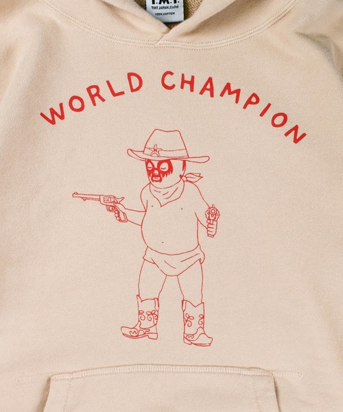 TMT（ティーエムティー）の「【TMT/ティーエムティー】VINTAGE SWEAT HOODIE WORLD CHAMPION（パーカー・メンズ・ベージュ/オレンジ・MEDIUM/LARGE/X-LARGE）」の4枚目の写真