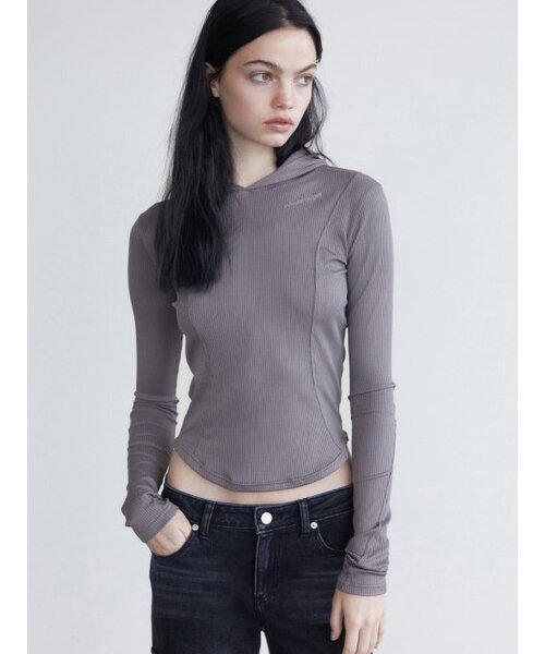 WHOLE PAPER（ホールペーパー）の「タイトリブフードTシャツ - グレー（Tシャツ/カットソー・レディース・グレー・SMALL/MEDIUM/X-SMALL）」の8枚目の写真