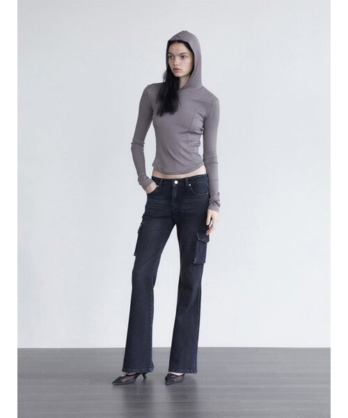WHOLE PAPER（ホールペーパー）の「タイトリブフードTシャツ - グレー（Tシャツ/カットソー・レディース・グレー・SMALL/MEDIUM/X-SMALL）」の4枚目の写真